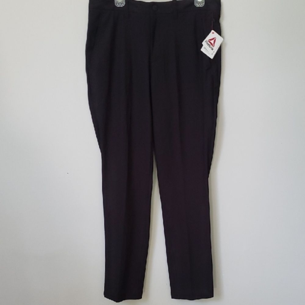 Reebok Pants Mens 32x32 Black Performance Tapered Leg Golf Business Casual Sport